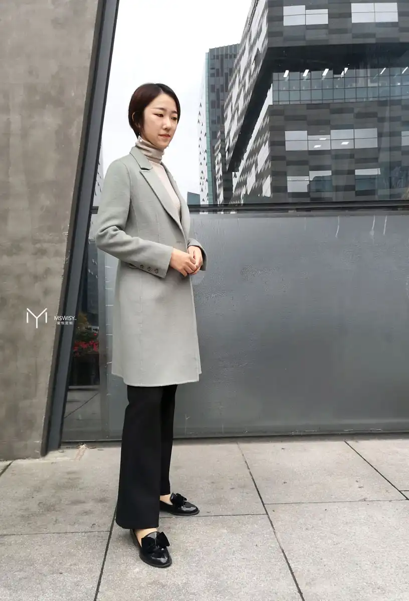 双面羊绒手工中长西装大衣