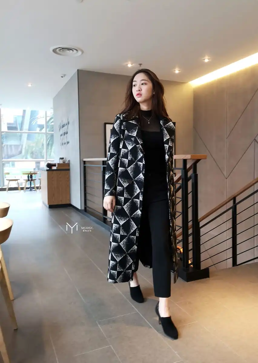 几何H型不收腰单面羊绒大衣