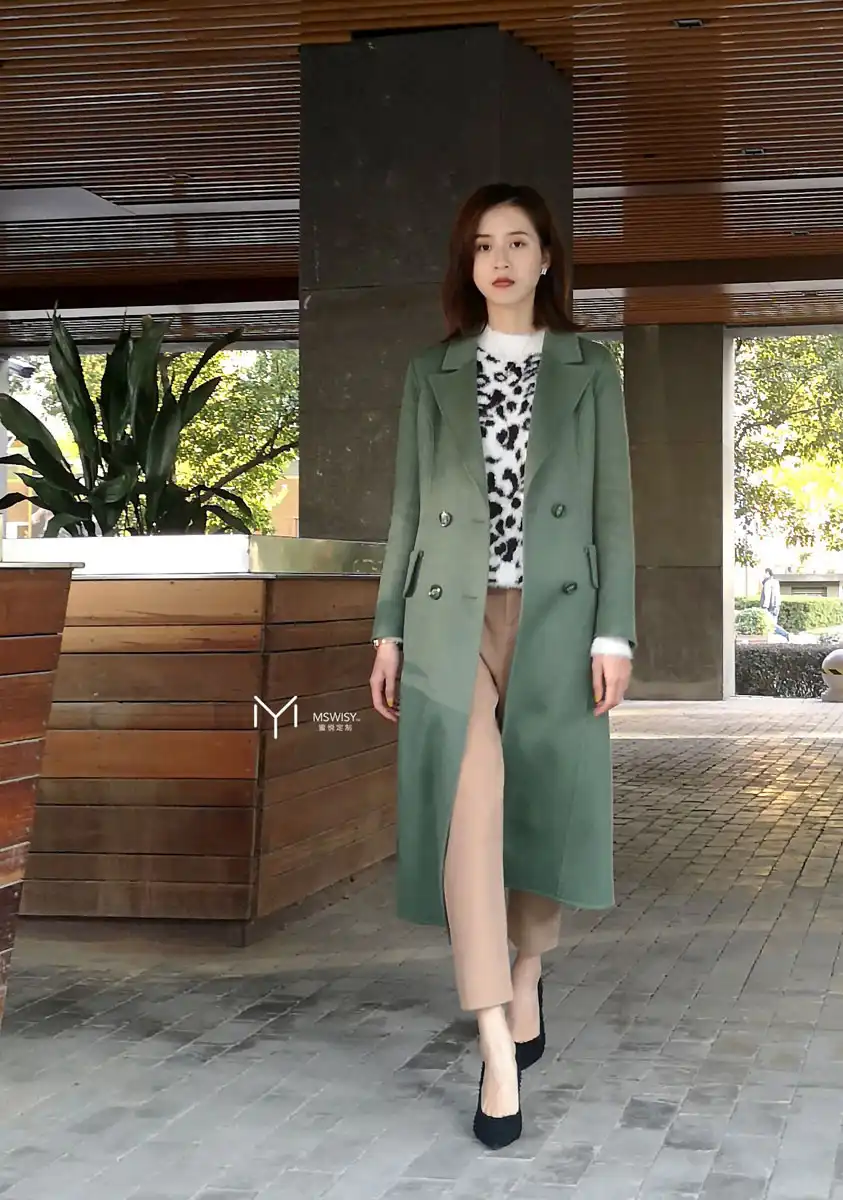 双面羊绒西装领修身长大衣