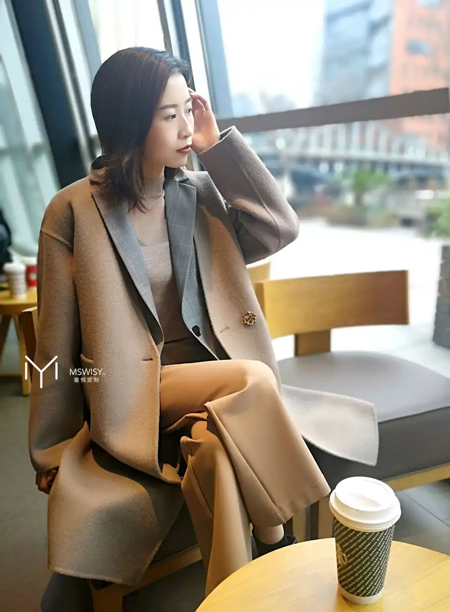 无领宽松双面绒大衣