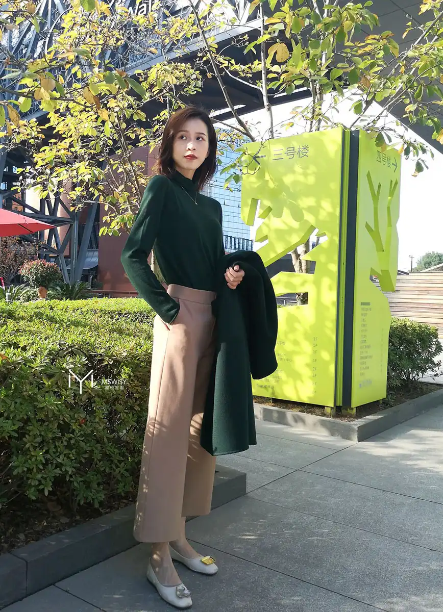 棉混纺九分阔腿裤