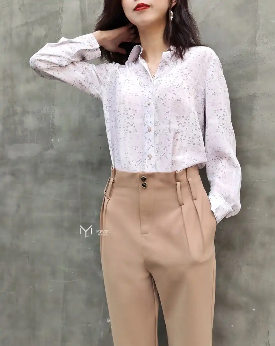 重磅真丝方领基础款衬衣