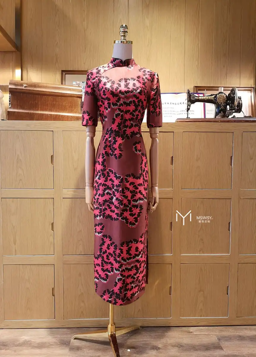 真丝棉改良长旗袍