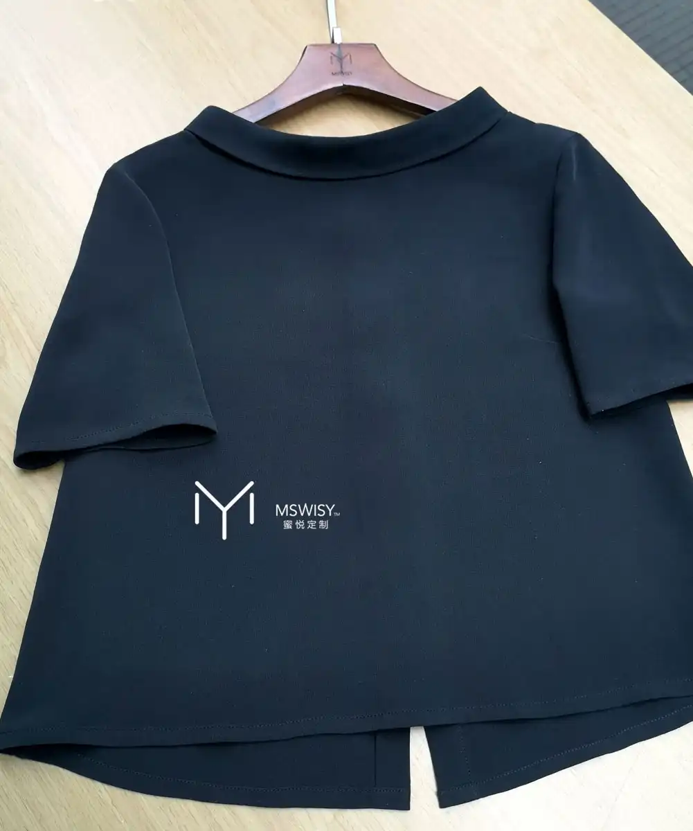 重皱36姆米后纽扣短袖上衣