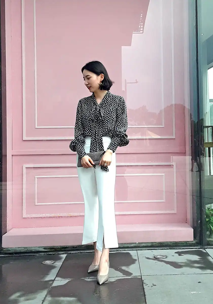 真丝复古长袖口飘带衬衣