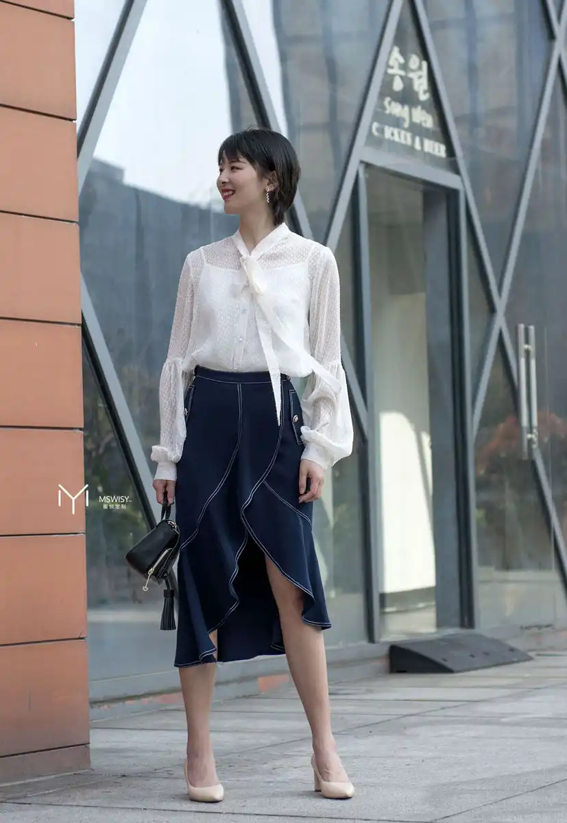 提花雪纺复古袖吊带衬衣