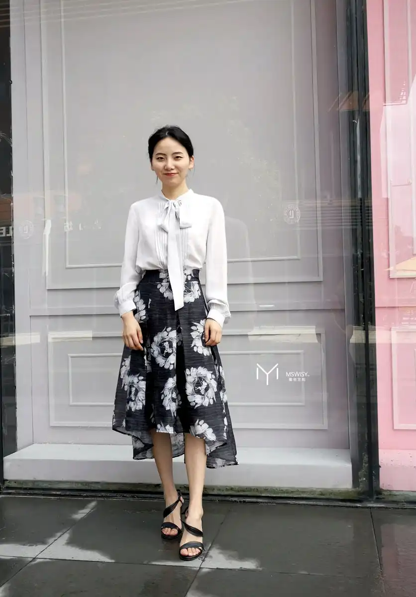 黑白花色大蓬裙